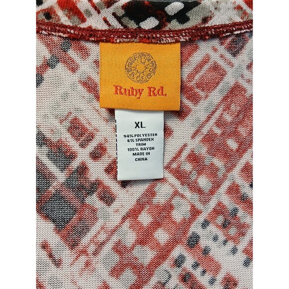 Ruby Rd 3/4 Sleeve Knit Tunic Top Womens XL Geometric Print Corpcore Grannycore - Picture 4 of 10